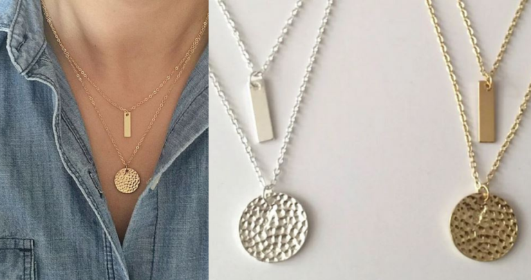 Bar + Hammered Layer Necklace for $14.84 Shipped