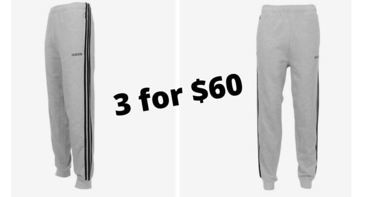 Adidas Men’s Fleece Joggers 3 for $60