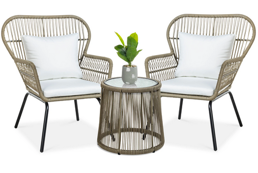 3-Piece Patio Wicker Conversation Bistro Set