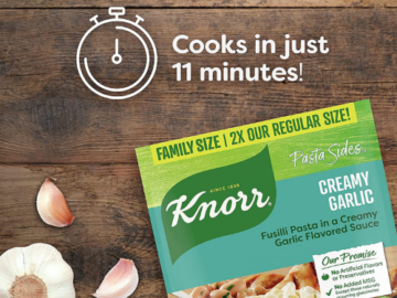 7-Count Knorr Pasta Side Dish Creamy Garlic Family Pack as low as $6.71 Shipped Free (Reg. $9.98) | 96¢ each! – No Artificial Flavors or Preservatives!