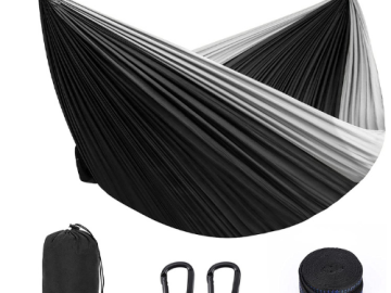 Black & Grey Double Parachute Camping Hammock $14.84 After Code (Reg. $26.98) + Free Shipping | Easy to Carry with Storage Bag