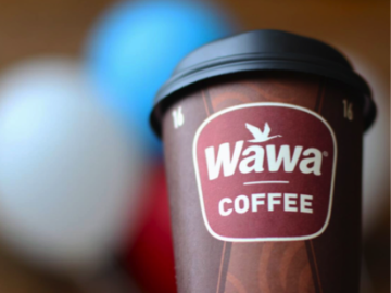 Close-up shot of Wawa coffee cup