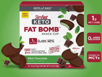 14-Count Box SlimFast Keto Fat Bomb Snack Cup, Mint Chocolate as low as $6.14 Shipped Free (Reg. $9.98) | 44¢/box, For Weight Loss