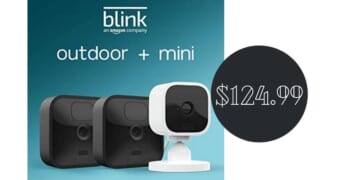 Blink Outdoor Cam 2-Pack + Blink Mini for $124.99
