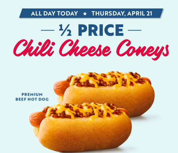 Sonic: Half Priced Chili Cheese Coneys Today!