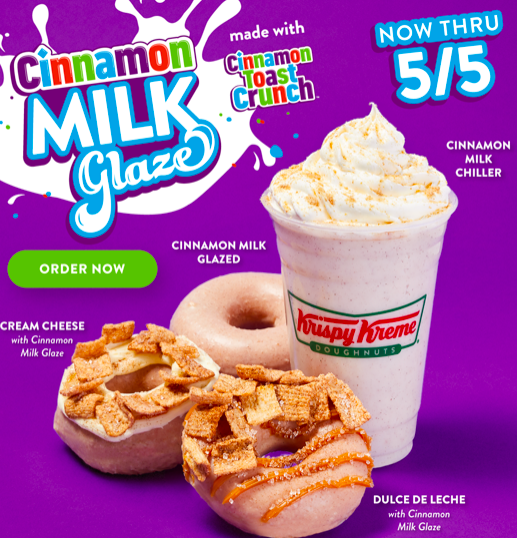 Krispy Kreme: Free Cinnamon Milk Glazed Doughnut on April 26th!