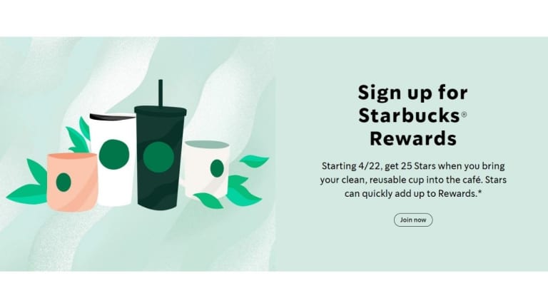 Earn 25 Stars With Reuseable Cup at Starbucks