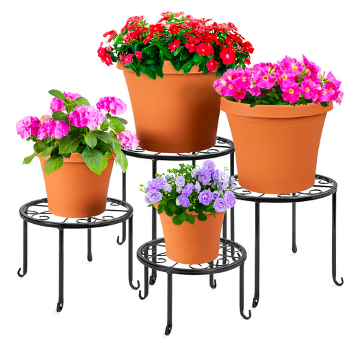 Set of 4 Indoor Outdoor Metal Nesting Plant Stands