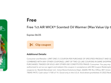Publix Digital Coupon |  FREE Air Wick Scented Oil Warmer