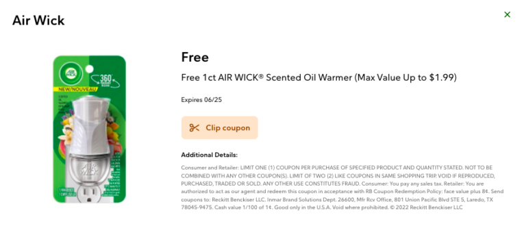 Publix Digital Coupon |  FREE Air Wick Scented Oil Warmer