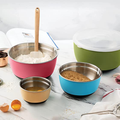 Set of 4 Double Wall Stainless Steel Mixing Bowls with Airtight Lids $20.88 (Reg. $52.20) – FAB Ratings! 2K+ 4.7/5 Stars! | Odor, Stain, and Taste Resistant!