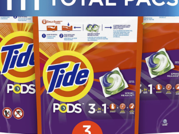 111-Count Tide PODS Spring Meadow Liquid Detergent Pacs as low as $29.62 Shipped Free (Reg. $35) | $0.27/pac