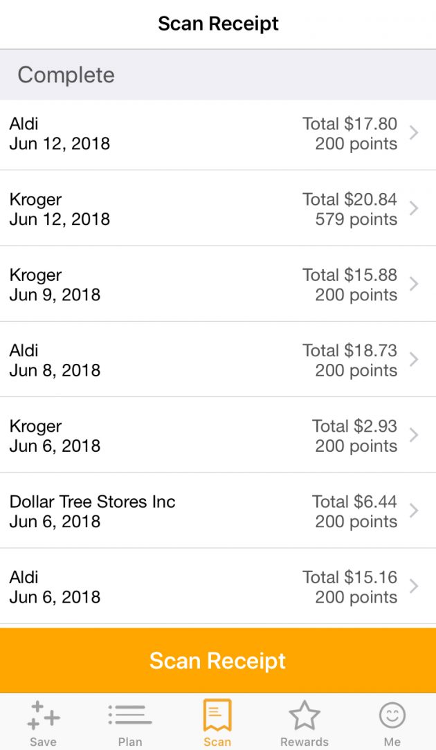 Fetch Rewards Receipt Scans