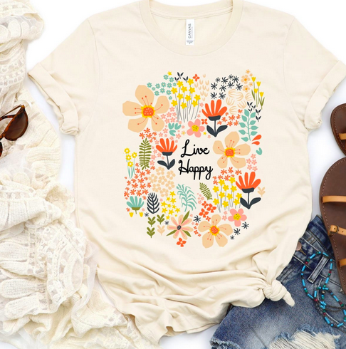 Live Happy Vintage Floral Graphic Tees only $18.99 shipped!