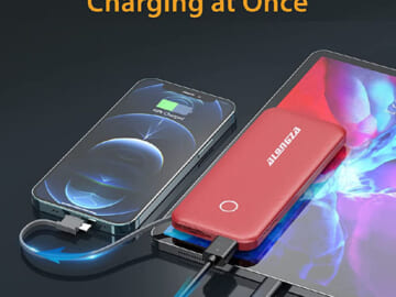 10000mah Power Bank with Cable $16 After Code (Reg. $35.99) – Compatible with iPhones, Android