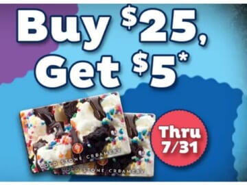 Cold Stone Creamery $5 Bonus Card When You Buy a $25 Gift Card
