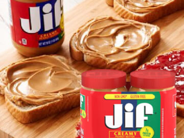 Twin Pack of Jif Creamy Peanut Butter $4.99 Shipped Free – $2.50/ 80 oz jar, Gluten-Free, 7g of Protein per serving