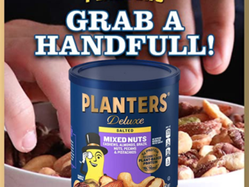PLANTERS Deluxe Salted Mixed Nuts, 15.25 Oz as low as $8.06 Shipped Free (Reg. $10) – 28.5K+ FAB Ratings!