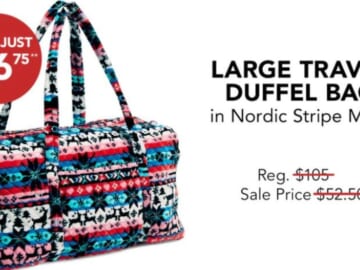 The Vera Bradley Outlet | Large Travel Duffel Bag for $36.75
