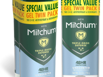 Save 25% on 2-Pack Mitchum Triple Odor Defense Antiperspirant Deodorant Stick for Men as low as $3.29 After Coupon (Reg. $5.48) + Free Shipping – Just $1.64/Stick, With 48-Hour Protection