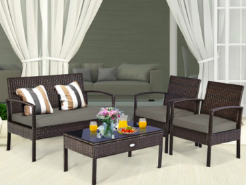 Costway 4 Pieces Patio Rattan Wicker Furniture only $189.99 shipped (Reg. $470!)