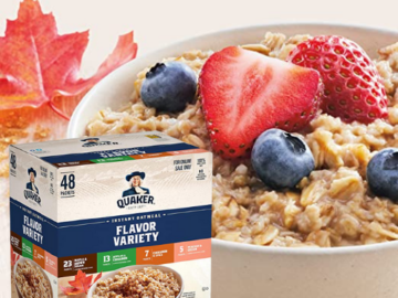 Quaker Instant Oatmeal 4-Flavor Variety as low as $0.24/Packet After Coupon (Reg. $17.38) + Free Shipping & MORE Quaker Deals