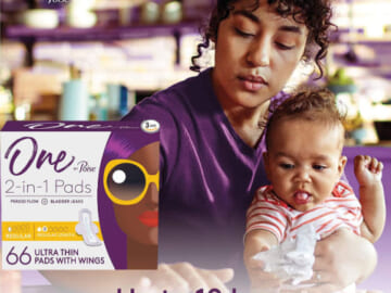 Save $2 on One by Poise Ultra Thin Feminine Pads with Wings as low as $13.28 After Coupon (Reg. $18) + Free Shipping – FAB Ratings! From $0.20/Pad, 2-in-1 Period & Bladder Leakage Pad