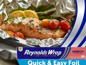 FOUR Rolls 100 Sq Ft Reynolds Wrap Aluminum Foil as low as $5.58 PER ROLL After Coupon (Reg. $8.49) + Free Shipping – $0.06/ Sq Ft + Buy 4, save 5%
