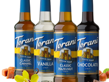 4 Variety Pack Torani Sugar Free Syrup as low as $24.17 After Coupon (Reg. $40) + Free Shipping – 36K+ FAB Ratings! $6.04 per 25.4 Oz Bottle! Vanilla, Classic Hazelnut, Classic Caramel, & Chocolate!