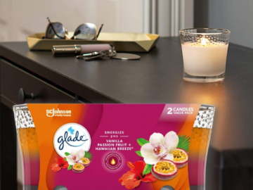 2-Count Glade Candle Jar, Air Freshener, 2in1, Hawaiian Breeze & Vanilla Passion Fruit as low as $3.91 After Coupon (Reg. $5.48) + Free Shipping – $1.96/3.4oz candle!