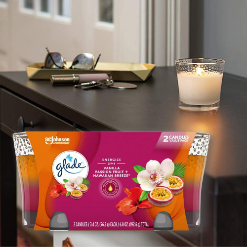 2-Count Glade Candle Jar, Air Freshener, 2in1, Hawaiian Breeze & Vanilla Passion Fruit as low as $3.91 After Coupon (Reg. $5.48) + Free Shipping – $1.96/3.4oz candle!