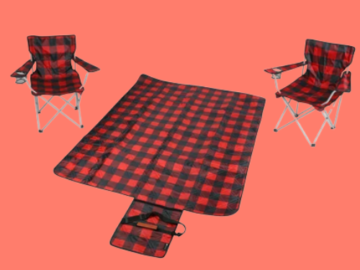 3-Piece Ozark Trail Buffalo Plaid Camping Chairs & Blanket Combo $20 (Reg. $45)
