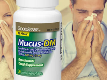 20-Count GoodSense Mucus DM Expectorant and Cough Suppressant as low as $7.58 After Coupon (Reg. $11.66) – $0.38/Tablet + Free Shipping! Guaifenesin and Dextromethorphan Hydrobromide Extended-Release Tablets, 600 mg/30 mg;
