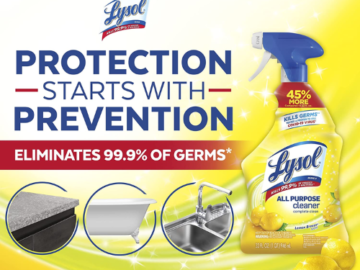 FOUR Lysol Lemon Breeze All-Purpose Cleaner, 32 Oz Spray Bottle $3.34 EACH (Reg. $8) – Sanitizing & Disinfecting! + Buy 4, Save 5%