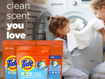 111-Count Tide PODS Laundry Detergent Soap Pods, Clean Breeze as low as $21.24 Shipped Free (Reg. $32.57) – $0.19/Pod! 3 Bag Value Pack, HE Compatible