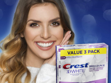 3-Pack Crest 3D White Brilliance Toothpaste, Vibrant Peppermint as low as $10.24 After Coupon (Reg. $17.96) + Free Shipping – $3.41/3.9oz tube!