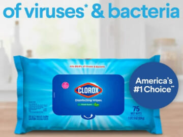 225-Count Clorox Disinfecting Wipes, Fresh Scent as low as $5.92 Shipped Free (Reg. $12) – $0.03/Wipe, Bleach-free