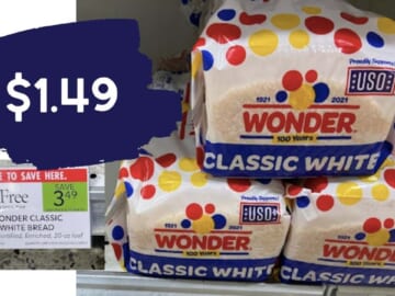 $1.49 Wonder Classic White Bread Loaves