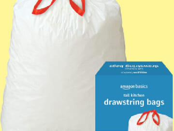 120 Count Amazon Basics 13-Gallon Tall Kitchen Drawstring Trash Bags as low as $12.37 Shipped Free $18.74 – $0.10 each!