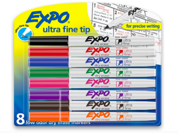 EXPO Low Odor Dry Erase Markers, 8 count only $6.50 shipped!