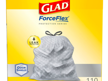 GLAD Protection Series Force Flex Drawstring Odor Shield, 13 Gallon, 110 Count only $13.66 shipped!