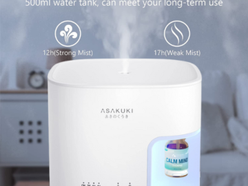Ensures Consistent Fragrance in Your Home for Hours with ASAKUKI 500ml Essential Oil Diffuser with Automatic Add Oil Design $25.19 Shipped Free (Reg. $35.99) – FAB Ratings!