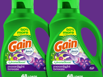 96 Loads Gain + Aroma Boost Moonlight Breeze Liquid Laundry Detergent as low as $10.14 After Coupon (Reg. $15.46) + Free Shipping! $5.07/ 65 Fl Oz Bottle or 11¢/Load! + MORE