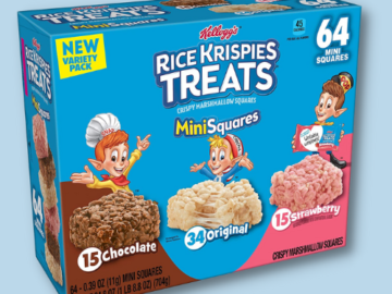 FOUR 64-Count Kellogg’s Variety Pack Rice Krispies Treats Mini-Squares, Crispy Marshmallow Squares as low as 11¢ for EACH mini square (Reg. $10.82) + Free Shipping! Buy 4, Save 5%