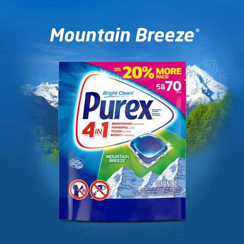 70-Count Purex 4-in-1 Laundry Detergent Pacs, Mountain Breeze $8.07 After Coupon (Reg. $12.99) – 12¢/pac!