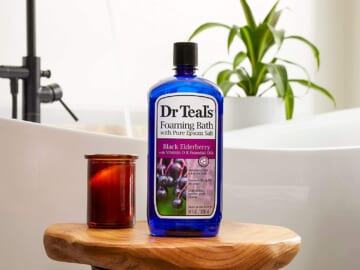 4-Pack Dr Teal’s Foaming Bath with Pure Epsom Salt (Black Elderberry with Vitamin D) as low as $17.87 After Coupon (Reg. $23.48) + Free Shipping – 9K+ FAB Ratings! $4.47/ 34 fl oz bottle