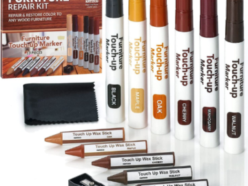 13-Piece Set Furniture Repair Kit Wood Markers $4.99 After Coupon (Reg. $16.99) – for Stains, Scratches, Floors, Tables, Desks and more!