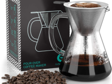 Coffee Gator 14 Oz Paperless Pour Over Drip Coffee Brewer Set $9.32 (Reg. $30) – 6K+ FAB Ratings + LOWEST PRICE! Includes Glass Carafe & Stainless-Steel Mesh Filter!