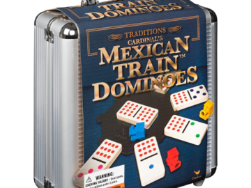 Mexican Train Dominoes Set Tile Board Game in Aluminum Carry Case Games $7.90 After Coupon (Reg. $25.99) – with Colorful Trains for Family Game Night!