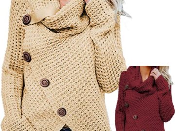 Women’s Turtle Cowl Neck Sweater $16.49 After Code (Reg. $32.99) + Free Shipping – FAB Ratings! – Medium, Available in Apricot and Red